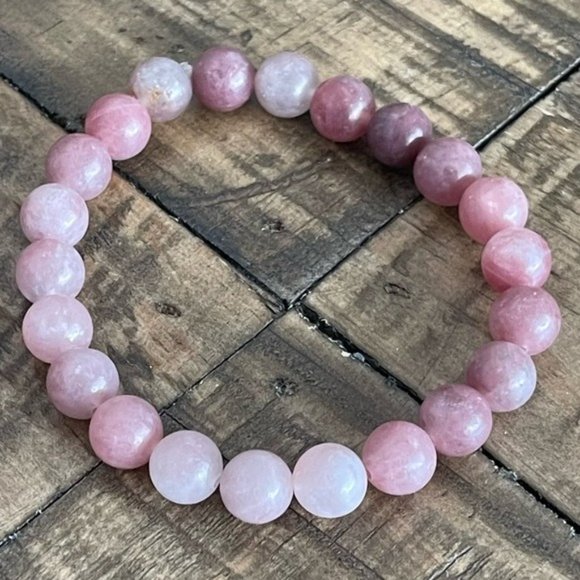 Goddess Zodiac Jewelry - 8mm Strawberry Quartz Stretch Bead Bracelet